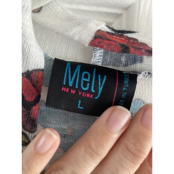 Mely New York Womens Large Open Floral Duster Cardigan Sweater Cottagecore Boho - Picture 3 of 4